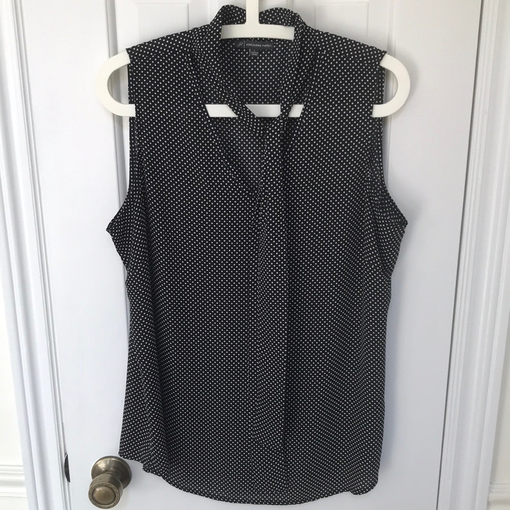 Tie neck sleeveless blouse